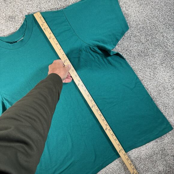 Vintage 80s Single Stitch Shirt Sz 1X Shirt Emerald Green Tee Boxy Retro Casual - Picture 2 of 8